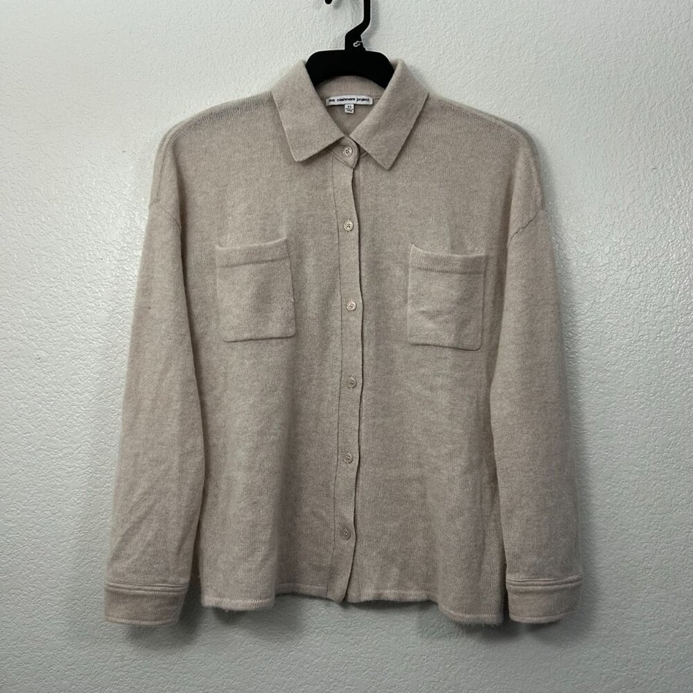 Soft Beige Button-Front Knit Cardigan